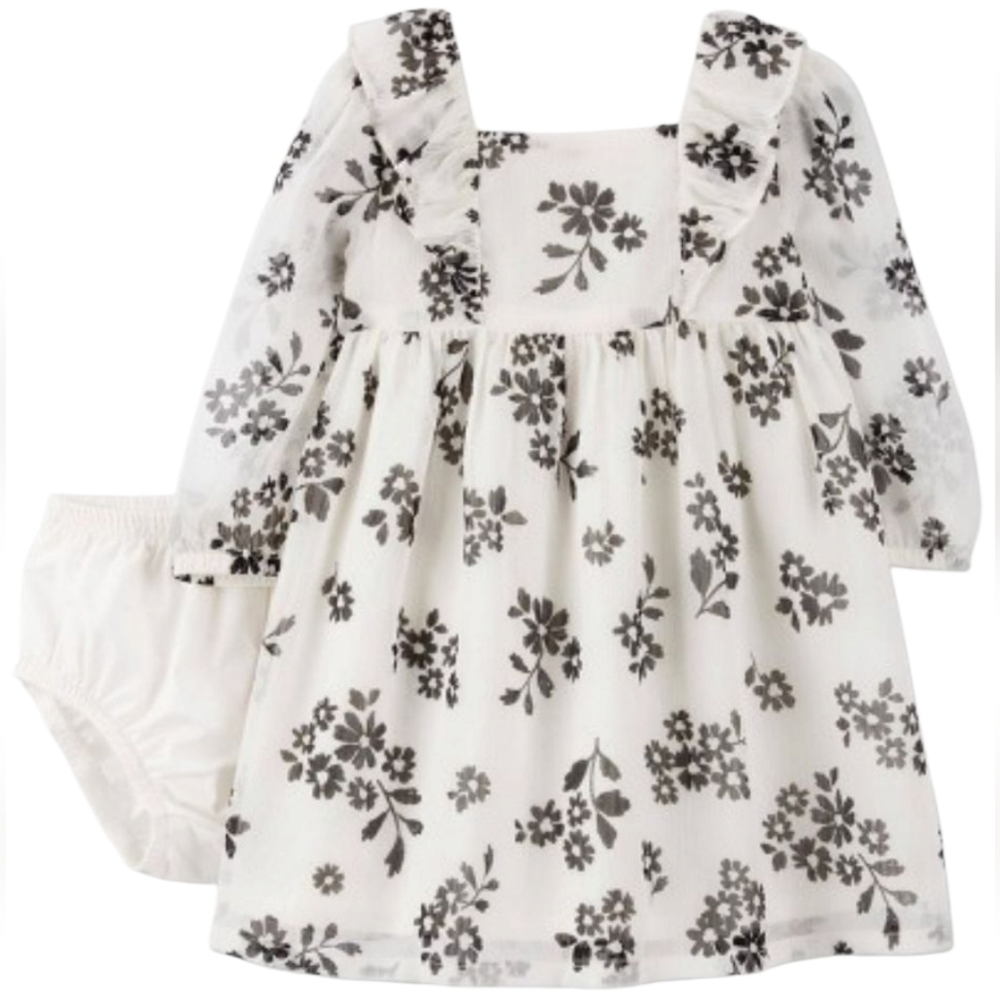 Carter's Floral Dress - Black And White - NWT